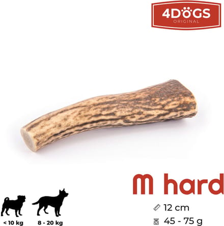 4DOGS – Kauwspeelgoed van hertengewei R-Line – Maat M – Hard – Natuurlijk