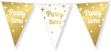 BTH – Slinger Party Time – Wit-Goud – Feest Versiering – Verjaardag Decoratie – 10m