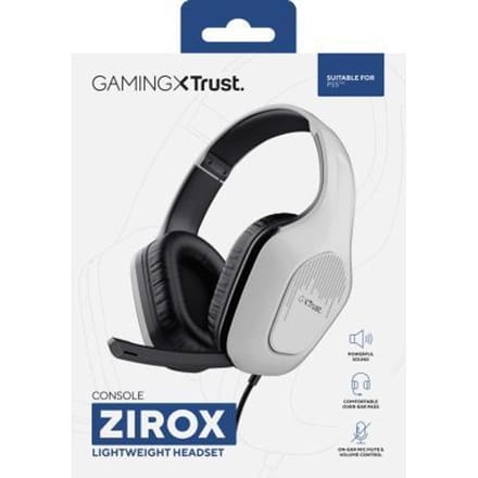 Trust GXT 415PS Zirox - Gaming Headset - voor PS5 - Bedraad - 50mm Drivers - Over-ear - Wit
