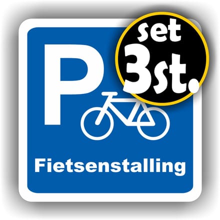 Jerma - Fietsenstalling - Stickers - Set - 1 van 15x15 - 2 van 10x10 cm – Weerbestendig - Zelfklevend