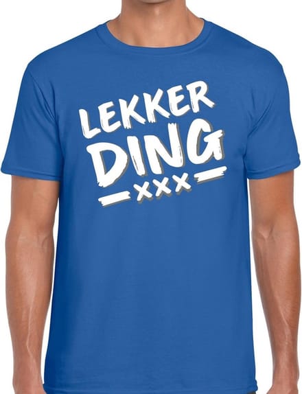 Lekker ding tekst t-shirt blauw heren - fun tekst shirt voor heren Lekker Ding S