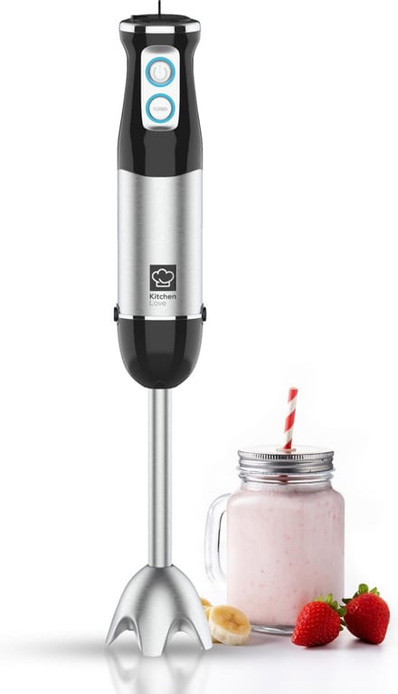 KitchenLove Staafmixer - 800W - 6 Snelheden + Turbo - Zwart/RVS