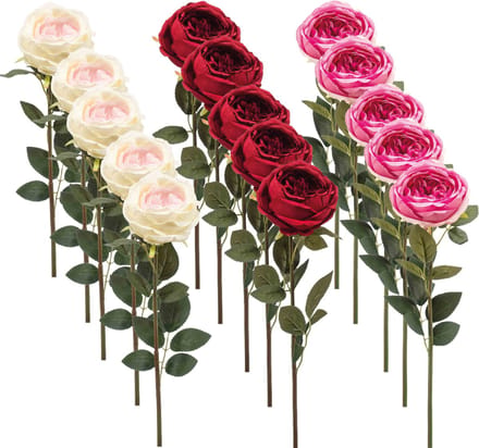 Emerald - Kunstbloem Roos Joelle 65cm - Set van 15 - Kunstplant voor binnen