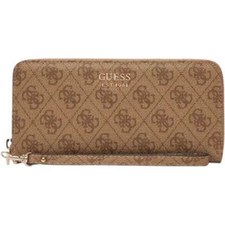 GUESS portemonnee Brenton SLG Large Zip Around Wallet Latte Logo Lichtbruin