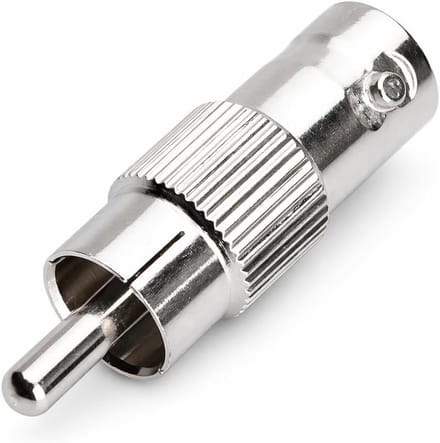BNC naar RCA Adapter - Verloopstekker Connector - Camerabeveiliging Aansluiten - Vernikkeld Signaal - 33 x 11 mm - Zilver