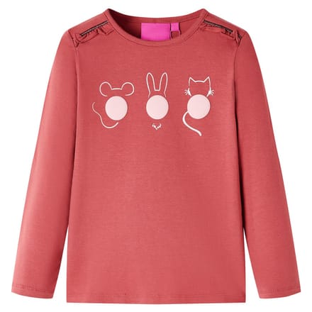 vidaXL - Kindershirt - met - lange - mouwen - 128 - rozebruin