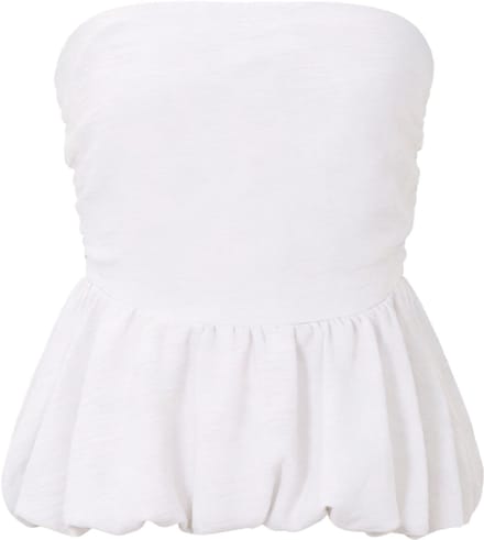 Elegante Strapless Peplum Top - Chic Off-Shoulder Bovenstuk - Accentueert de Taille - Tijdloos & Modieus - Wit - L