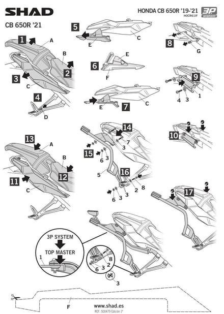 Support valise latérale Shad pour moto Honda 650 Cbr R H0CR61IF 3P SYSTEM Neuf