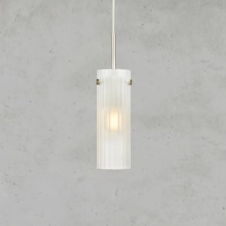 Markslöjd Hanglamp Tibia, stekker, wit/nikkelkleurig, Ø 7 cm