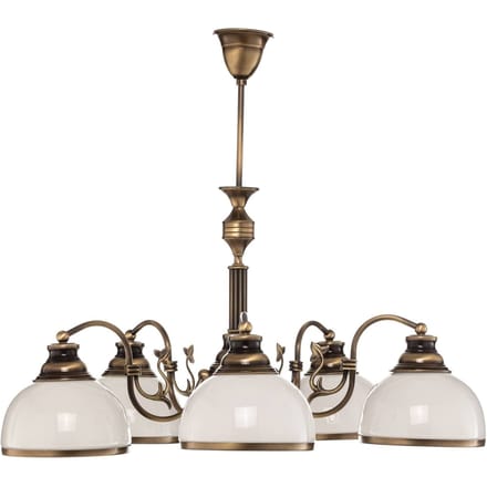 Jupiter Hanglamp Petro met glazen kappen, 5-lamps