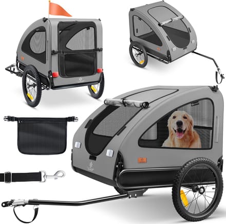 KESSER® Hondenfietskar tot 45 kg 2in1 Fietskar Hond - Grijs