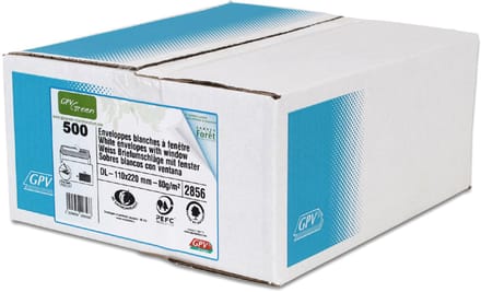 GPV enveloppen, DL, 110 x 220 mm, wit, met venster