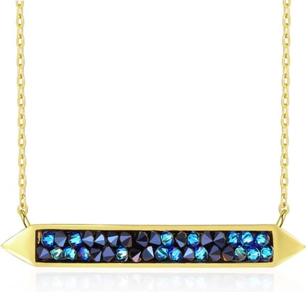 14K Goud met Blauwe Kleuren Kristal Ketting - 40cm +5cm