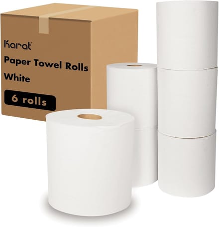 Papieren Handdoekrollen - Keukenpapier - Snel opruimen - Extra lang - 6 Rollen - Wit