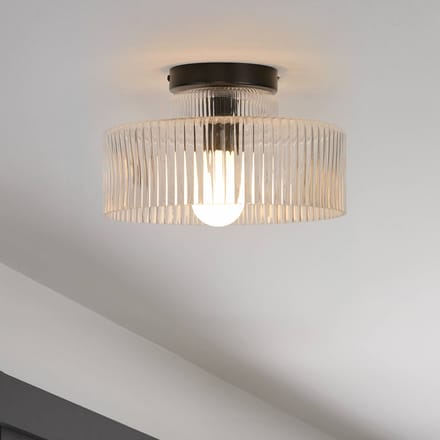 COREP Plafondlamp Lorenzo, transparant/zwart, Ø 28 cm, glas