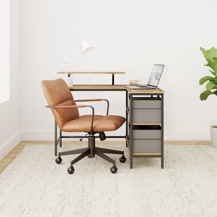 MAZAZU - Bureau - L Vorm - 2 Ruime Laden - Bruin - 105x115x89.5