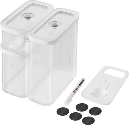Zwilling Fresh & Save Cube bewaardoos set van 3 - 1x 700/800/2900ml - incl. doseerlepel + krijtpen + 5 labels