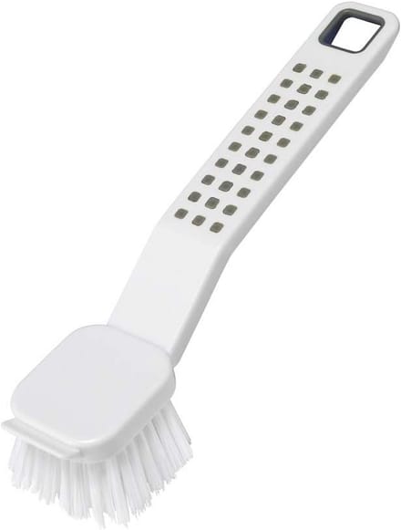 Premium Soft Grip Afwasborstel met Schraper in Wit en Grijs