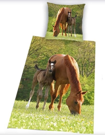 Dekbedovertrek Paard met Veulen 135x200 cm incl 1 sloop 80x80 cm