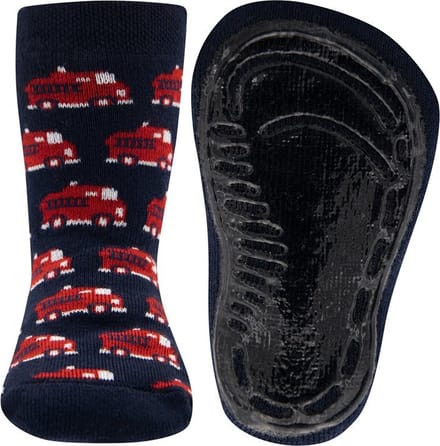 Ewers antislip sokken donker blauw met brandweer
