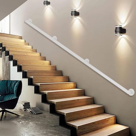 Trapleuning Set - Muursteun Handgreep - Veiligheid Binnen - Smeedijzeren Constructie - 30-600 cm Lengte - Wit