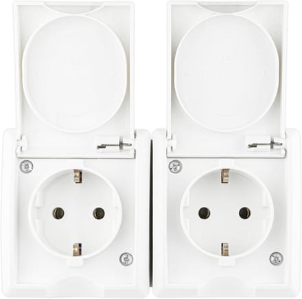 Dubbel Stopcontact voor Vochtige Ruimtes IP44 - Opbouw, Wit