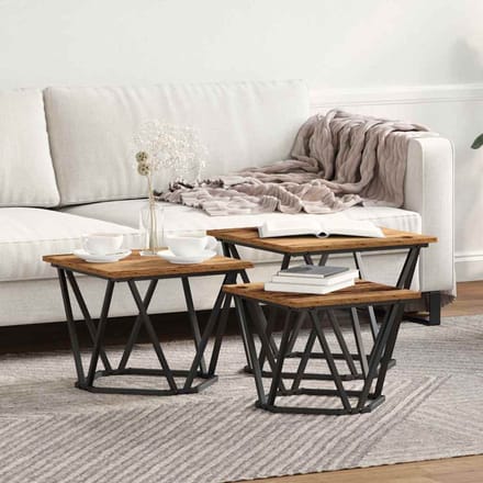 vidaXL - Salontafel - 3 - st - Oud - Hout - 50 - x - 50 - x - 40 - cm