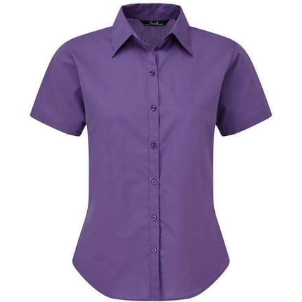 Premier Popeline blouse met korte mouwen / Gewoon werkoverhemd (Paars)