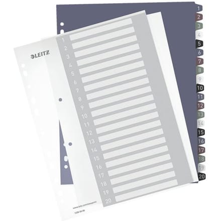 Leitz 1239 Style Register DIN A4 1-20 Polypropyleen Meerdere kleuren 20 tabbladen Extra breed, PC-beschrijfbaar 1239-00-00