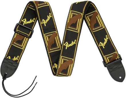 Gitaarband – Monogrammed – 2 inch – Black/Yellow/Brown