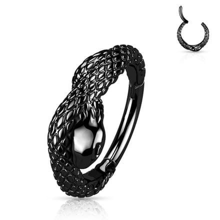 High Quality clicker snake ring 1.2x8 - zwart - LMPiercings