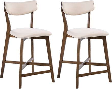 YUMA - Barstoelen set van 2 - Bruin/Gebroken wit - Rubberhout