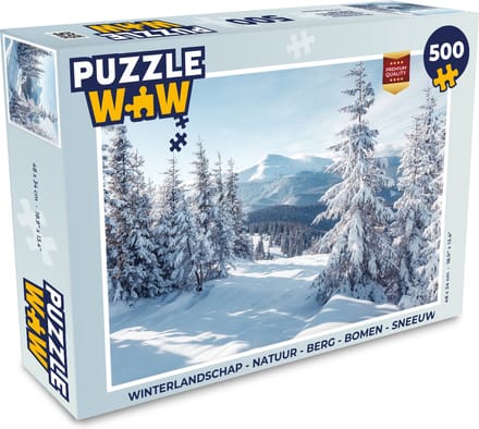 Puzzel Winterlandschap - Natuur - Berg - Bomen - Sneeuw - Legpuzzel - Puzzel 500 stukjes