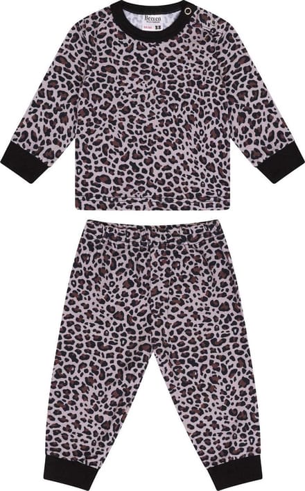 Kinderpyjama - Beige/Bruin - Wildlife/Luipaard Print - Beeren-98/104