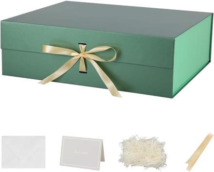 Extra Grote Groene Luxe Geschenken Doos met Deksel en Lint - Opvouwbaar Cadeauverpakking