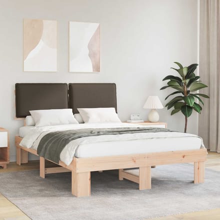 vidaXL - Bedframe - met - Gevoerde - Hoofdbord - Taupe - 150 - x - 200 - cm