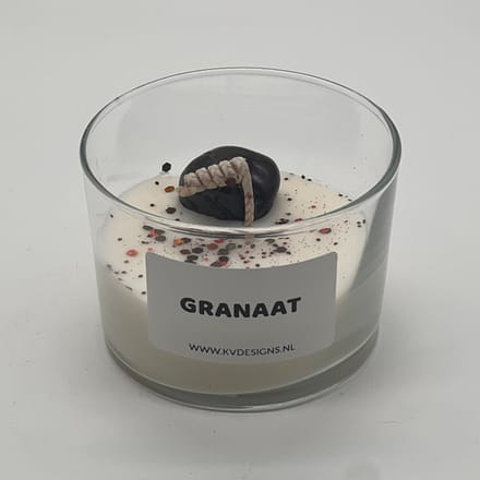 Kaars in glazen pot - edelsteen - Granaat