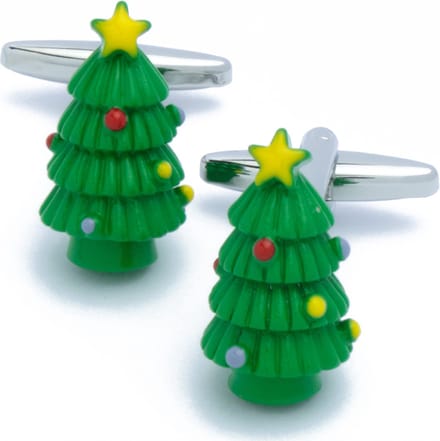 Manchetknopen - Kerstboom Groen met Rood en Geel