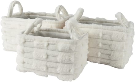 Decoris - Opbergmanden - Set van 3 - Wit - Rechthoekig - Polyester 3 formaten H18-22-25