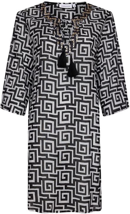 Pastunette Cover-Up Graphic Beach - Zwart/Wit - Katoen - Maat 42