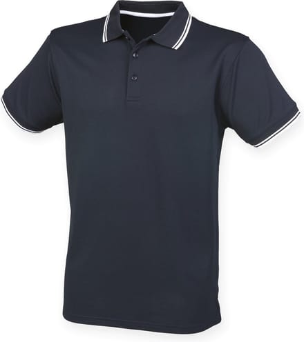 Henbury Men's Coolplus® Tipped Polo Shirt H482 - Navy / White - M