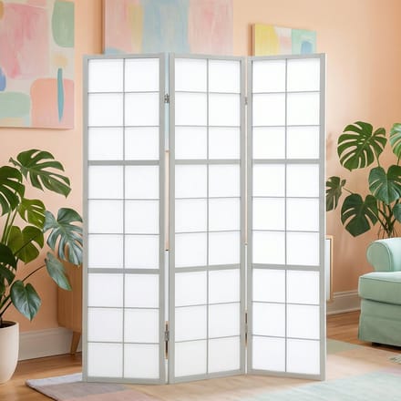 Homestyle4u Kamerscherm 3 panelen - 3-delig - Shoji - Grijs
