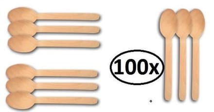 100x Houten lepel 16cm