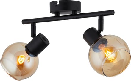 Lighto | Plafondspot zwart met goud glas 2-lichts | Juna
