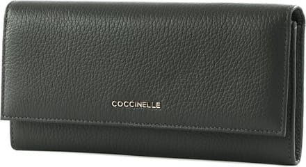 COCCINELLE Leren Portemonnee Metallic Soft Wallet Ardesia Donkergrijs