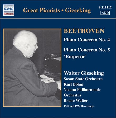 Walter Gieseking, Vienna Philharmonic Orchestra, Bruno Walter - Beethoven: Piano Concertos Nos. 4 & 5 (CD)