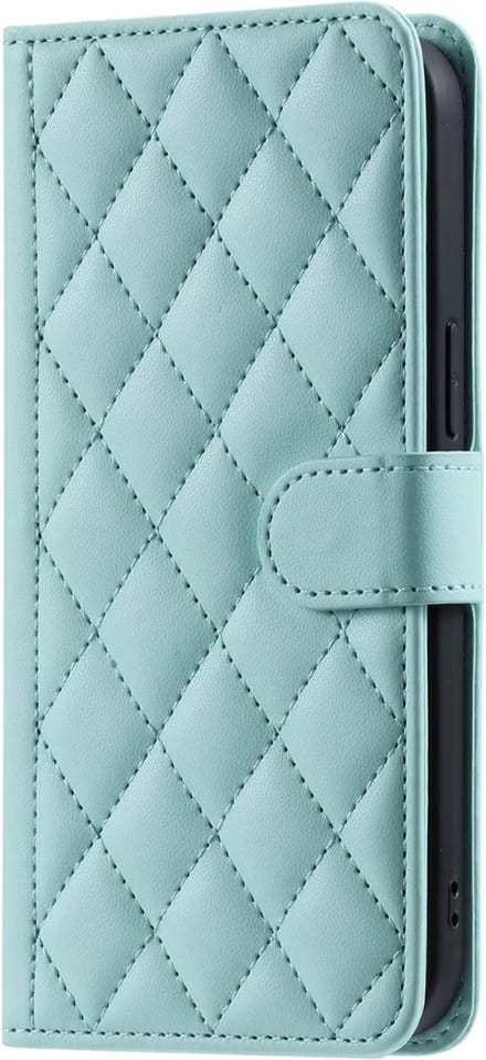 Hoesje geschikt voor iPhone 16 Plus - Bookcase - Pasjeshouder - Koord - Kunstleer - Turquoise