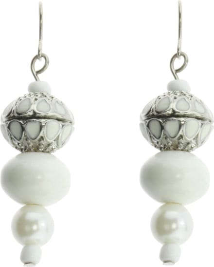 Behave - Oorhangers dames wit kralen - elegant retro stijlvol