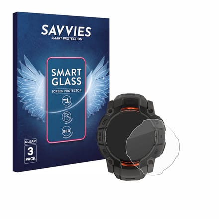 3 Stuks Savvies Screenprotector - geschikt voor Garmin Instinct 3 Solar (50 mm) - beschermfolie glas transparant