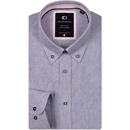 Giordano Overhemd Loretto Soft Washed Cotton Linnen Button Down Fine Stripe Navy / male